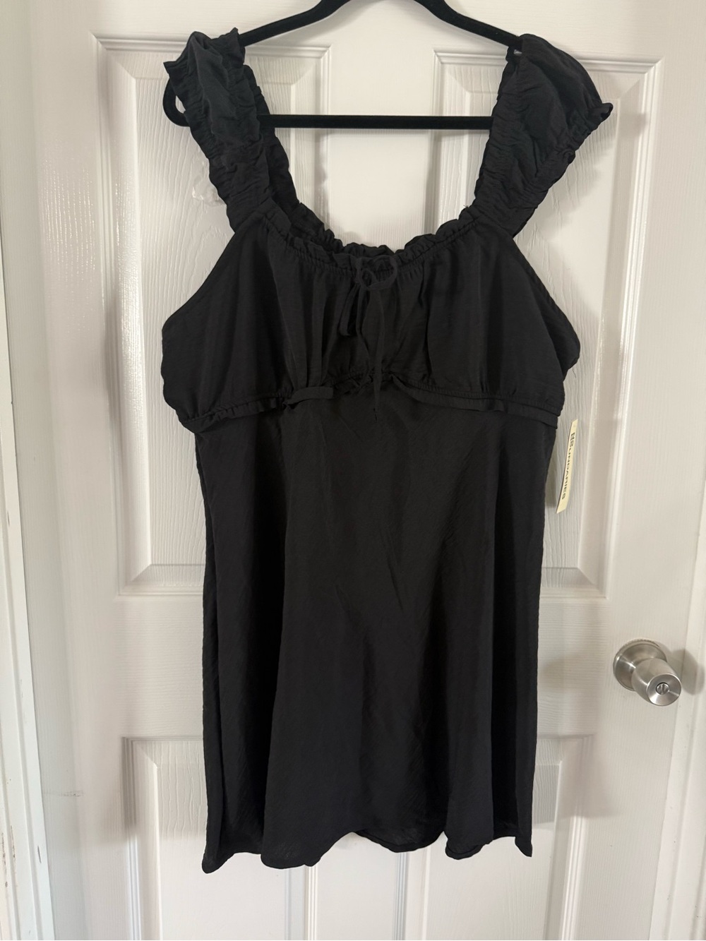 No Boundaries Women’s Black Ruffle Strap Mini Dress